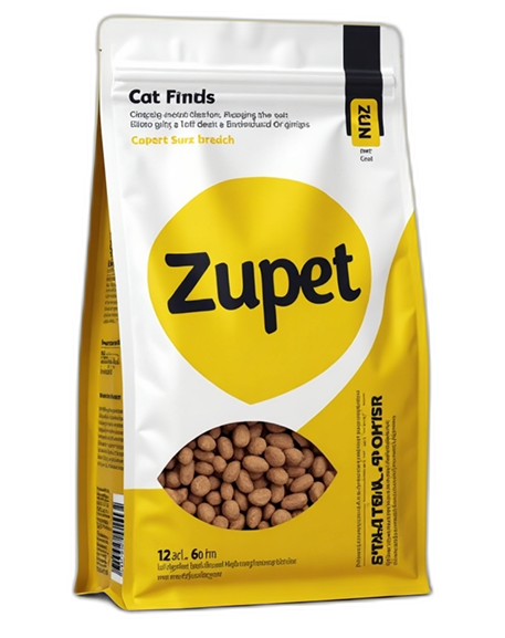 Bag of Cat food with a Cat